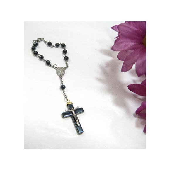 Gemstone Beaded Rearview Mirror Catholic Rosary Christian Religious Prayer Beads - Picture 4 of 4